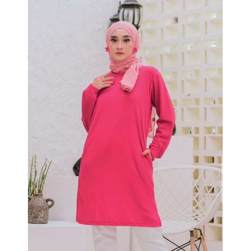 Tunik Polos Wanita murah adem lembut premium warna pink fanta