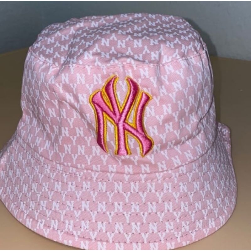MLB NY Yankees Bucket Hat Reversible Pink Newyork Bucket Cap Topi MLB Pink New Era Bucket Cap