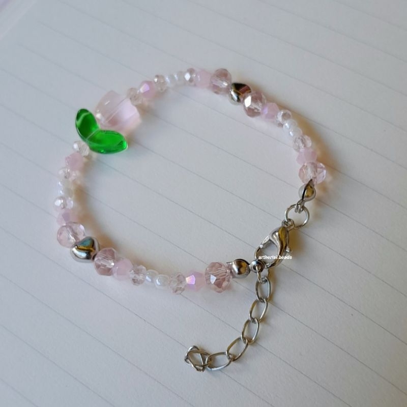 Gelang manik tulip - Pink tulip bracelet