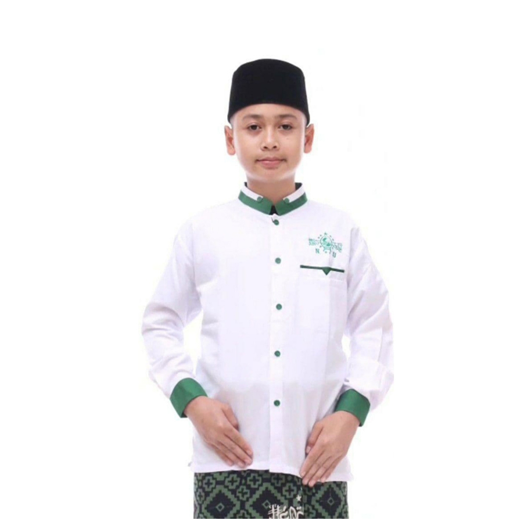 Kemeja Koko Anak Remaja SD SMP / Baju Koko NU Bordir / Koko HSN Anak Remaja Tanggung
