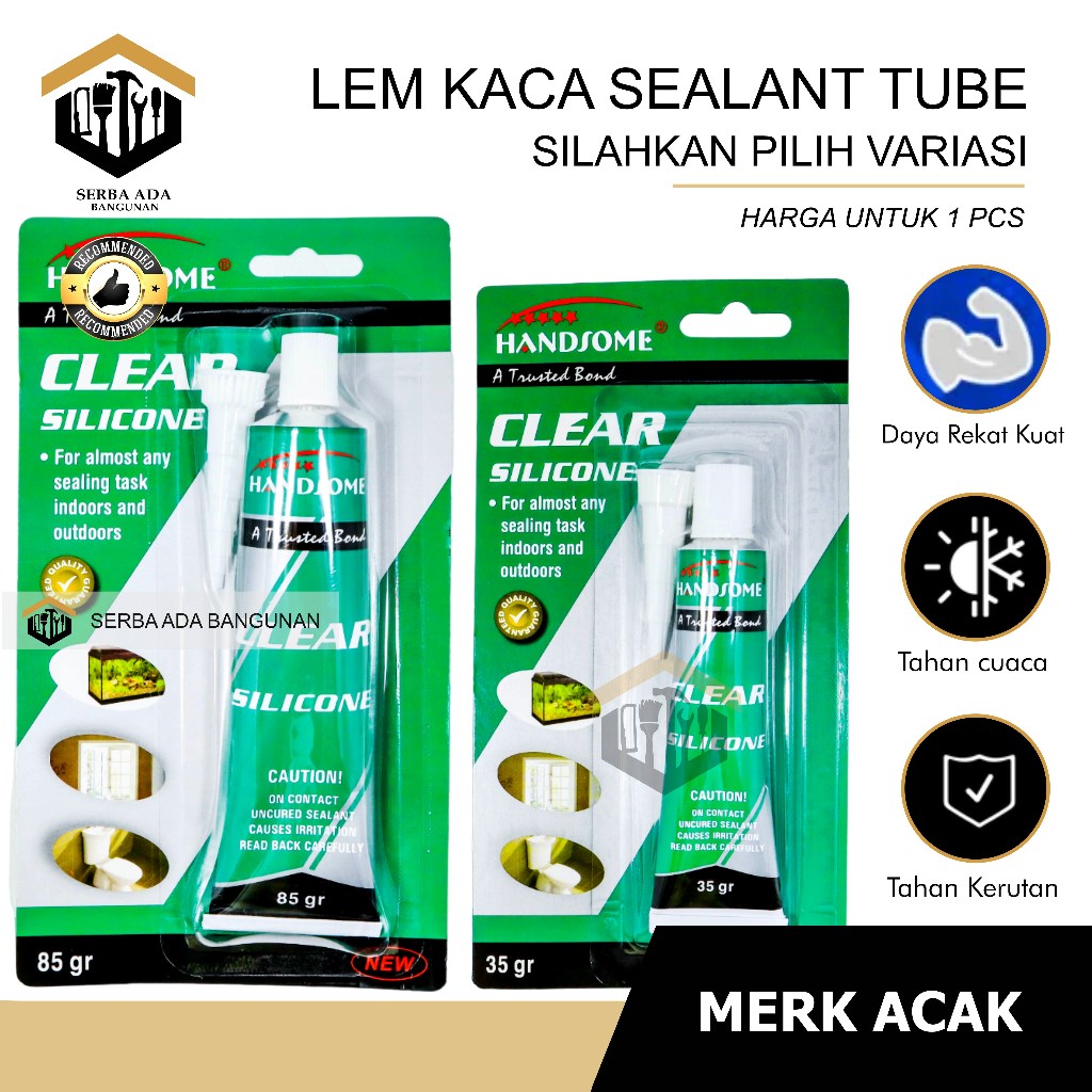

Lem Kaca Silicone Odol Tube Besar 85 gr gram Handsome Lem Kaca / 35 gram Lem Silicon Sealant Tube /Lem Aquarium /beling serbaguna keramik granit multifungsi aquarium kayu fiber plafon pvc