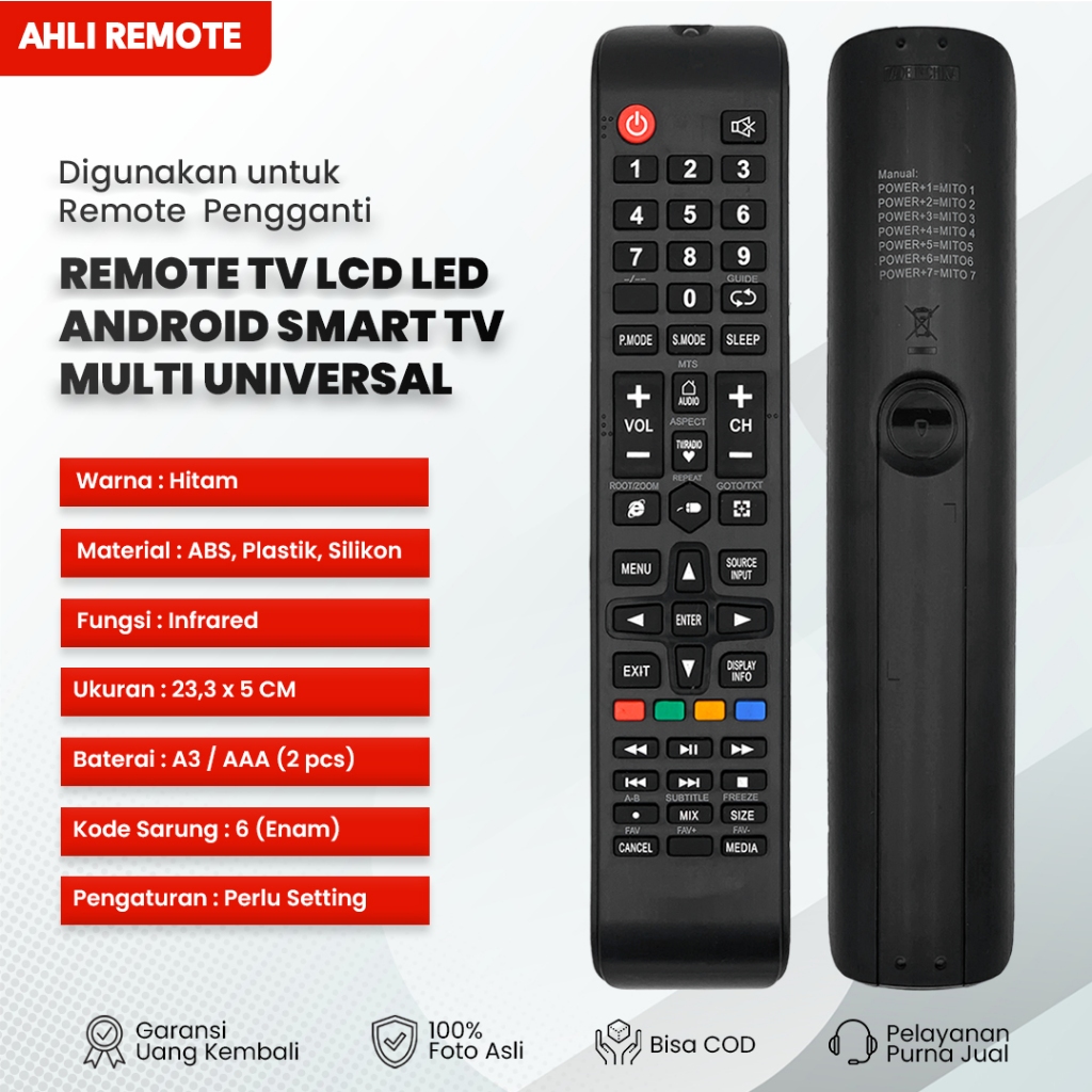 Remote TV Mito Android TV 2411 / Remot Smart TV Mito Multi Universal