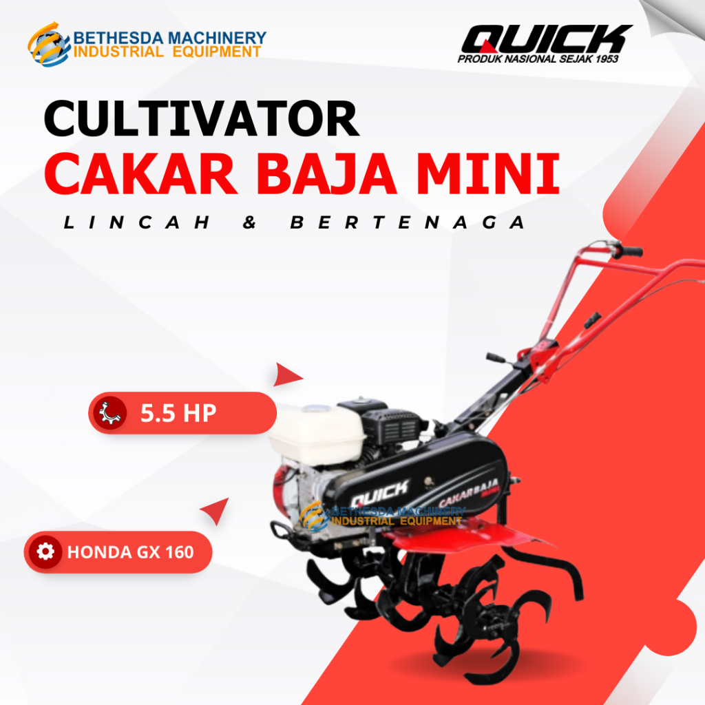 Traktor Mini Cultivator Quick 5.5 HP / Mesin Bensin Honda GX 160