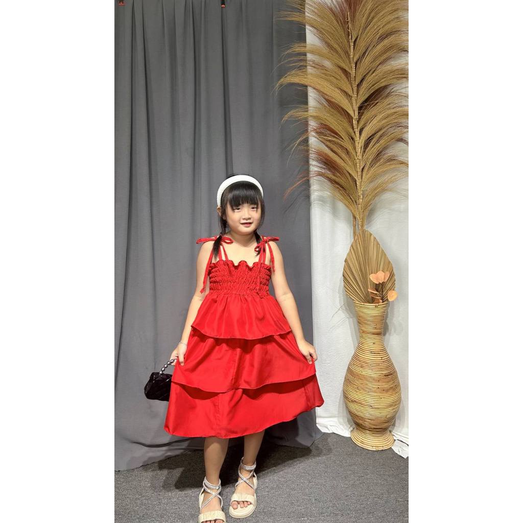 BSK - Dress Serut Anak Perempuan Polos / Fashion Dress Anak Perempuan -Pn