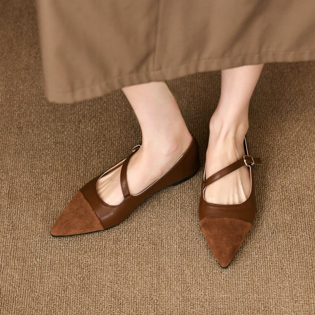 0501 Sandal Flat Tali Wanita Import Flatshoe Sepatu Korea Style Terbaru Ujung Lancip 0501