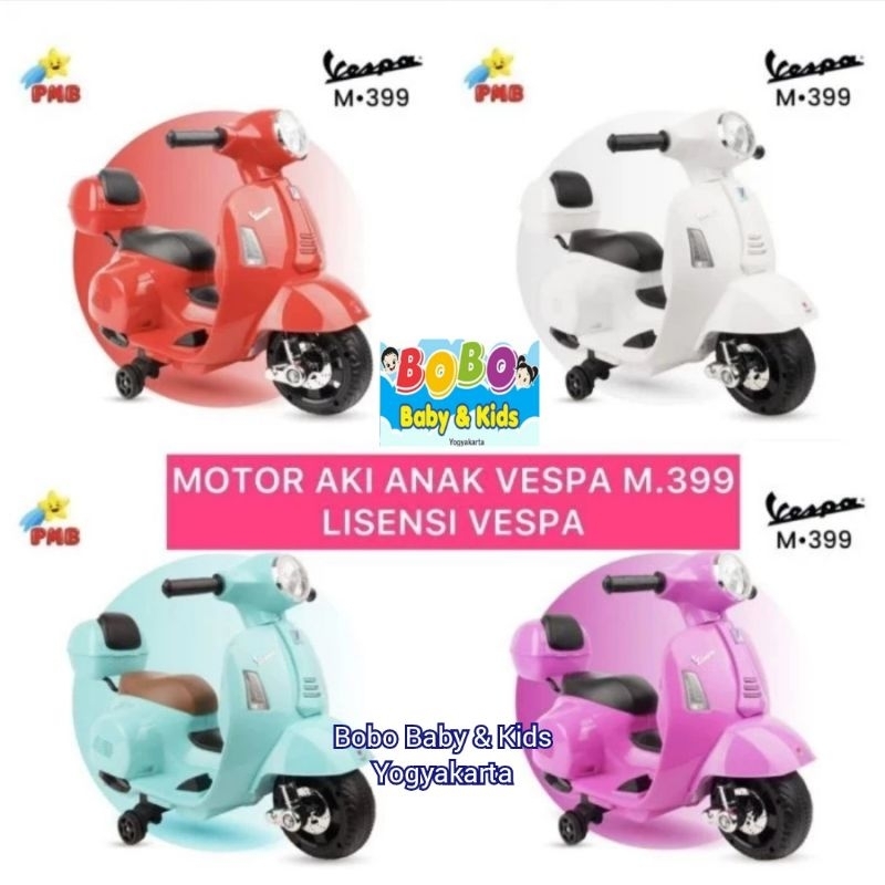 Motor Aki Vespa Anak dengan Box Bagasi Lisensi Asli PMB M-399 Box Motoran Aki Anak Vespa PMB M399 bo