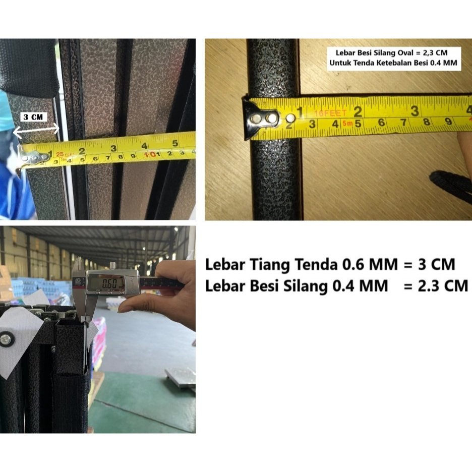 RB Kerangka Tenda Lipat 3x3 Besi Hollow Hitam 13kg