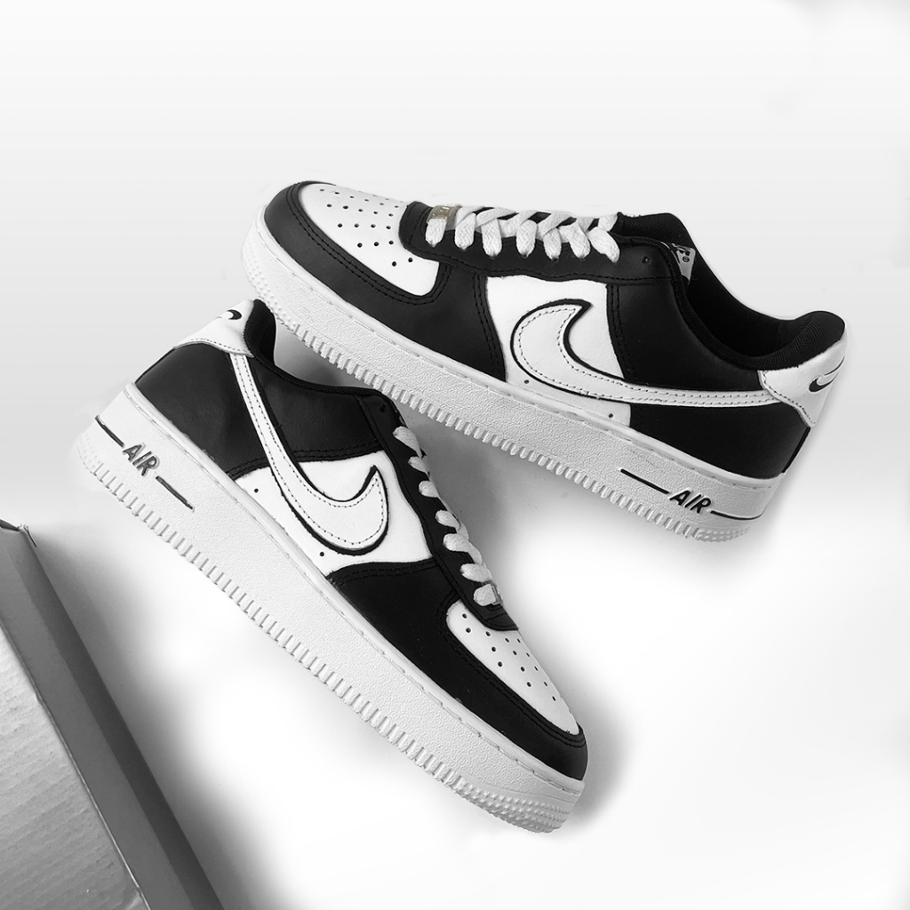 SEPATU SNEAKERS PRIA WANITA - NK AIR FORCE 1 - HITAM PUTIH PANDA - BEST SELLER IMPORT HIGH QUALITY