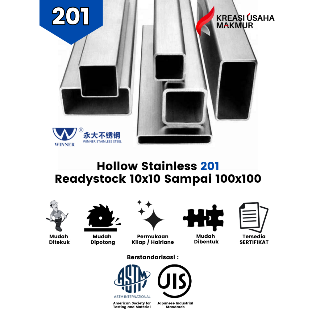Pipa Kotak / Hollow Stainless SS 201 20x40x6 Meter