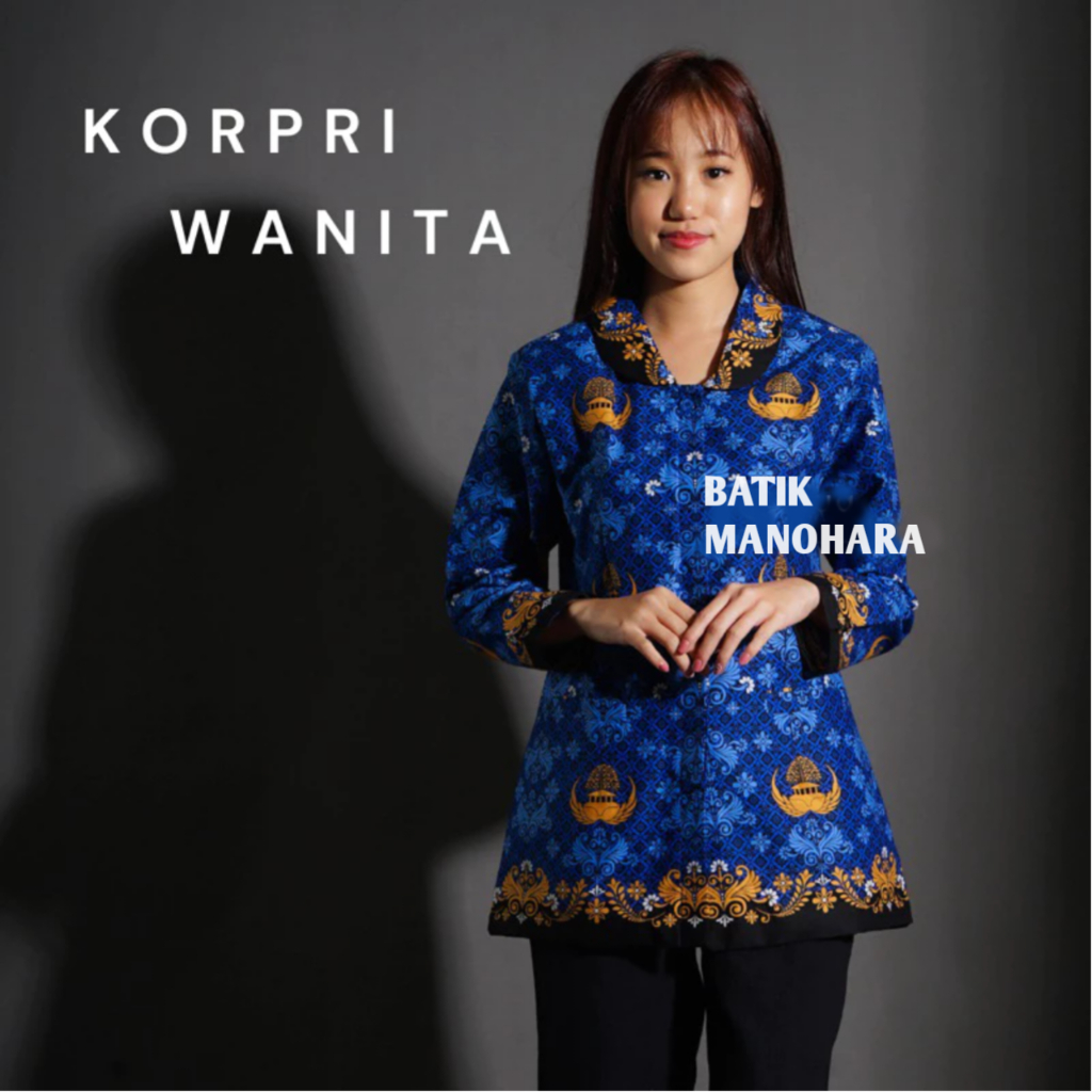 KORPRI WANITA Baju Korpri Wanita Kerah Hitam Terbaru Full Furing Bahan Katun Halus 40s