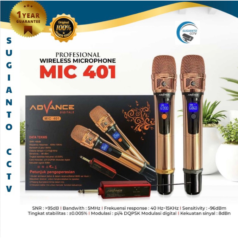 ADVANCE PROFESIONAL WIRELESS MICROPHONE MIC-401