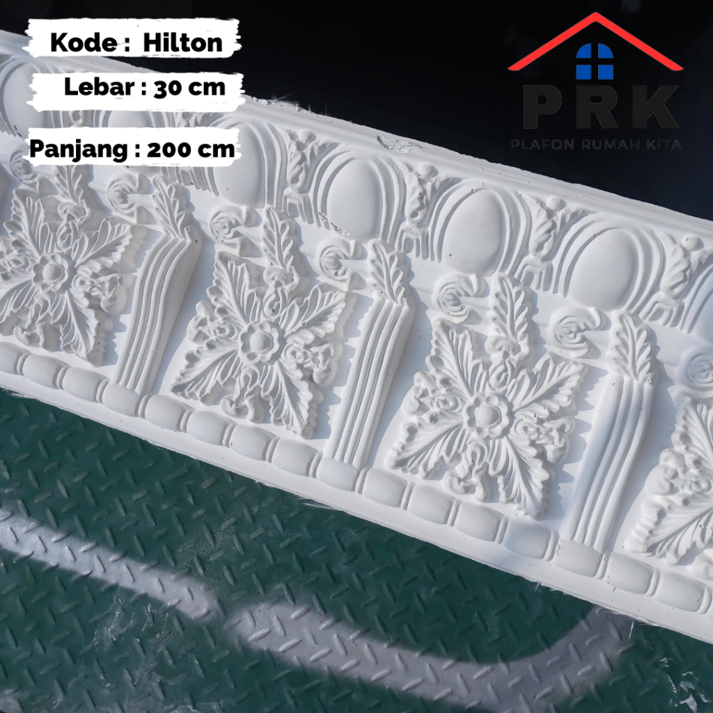 Lis List Gypsum Gipsum Motif HILTON lebar 30cm Plafon ornament dekoratif untuk Interior Plafond hias