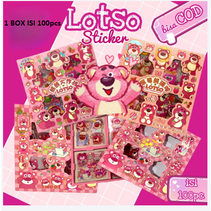 

Stiker Lotso 1Box Isi 100 Lembar Stiker Motif Lucu Strawberry Bear