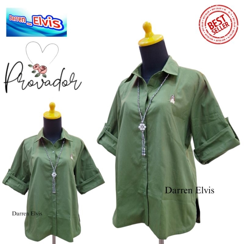 Kemeja Wanita Hijau Army Bordir Gukguk