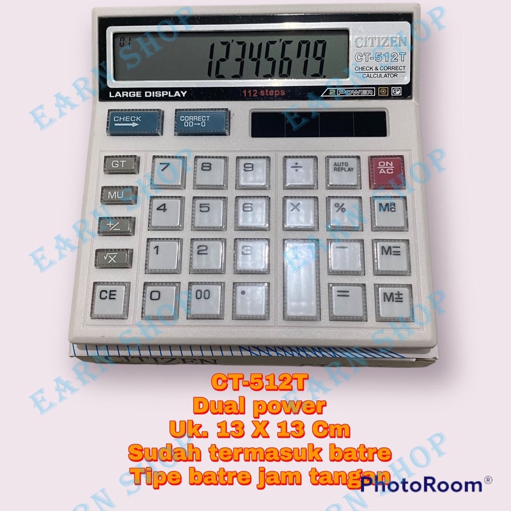 

ART P15K Kalkulator Citizen CT512T kalkulator 12 digit ukuran sedang Kalkulator Dagang CT 512T
