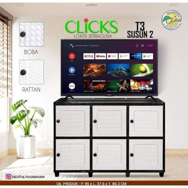 [READYYY] Lemari Plastik Meja TV Plastik Tabita Click T3 Lemari
