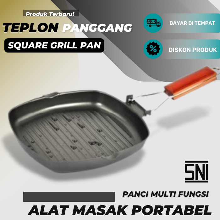 Panci Panggang Square Grill Pan Teplon Wajan Panci Panggang