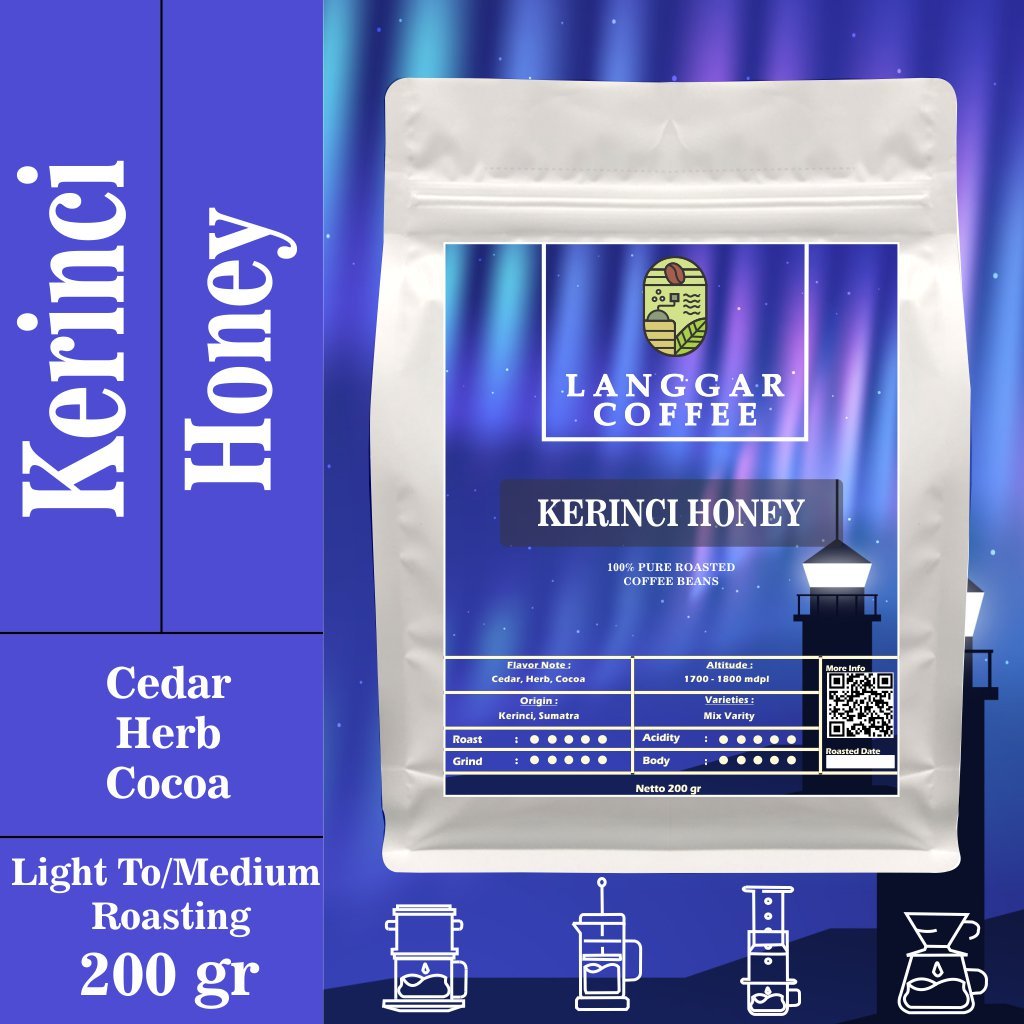 

Biji Kopi Kerinci Arabika Honey 200 gr Proses Honey Roasting Biji Kopi 200gr