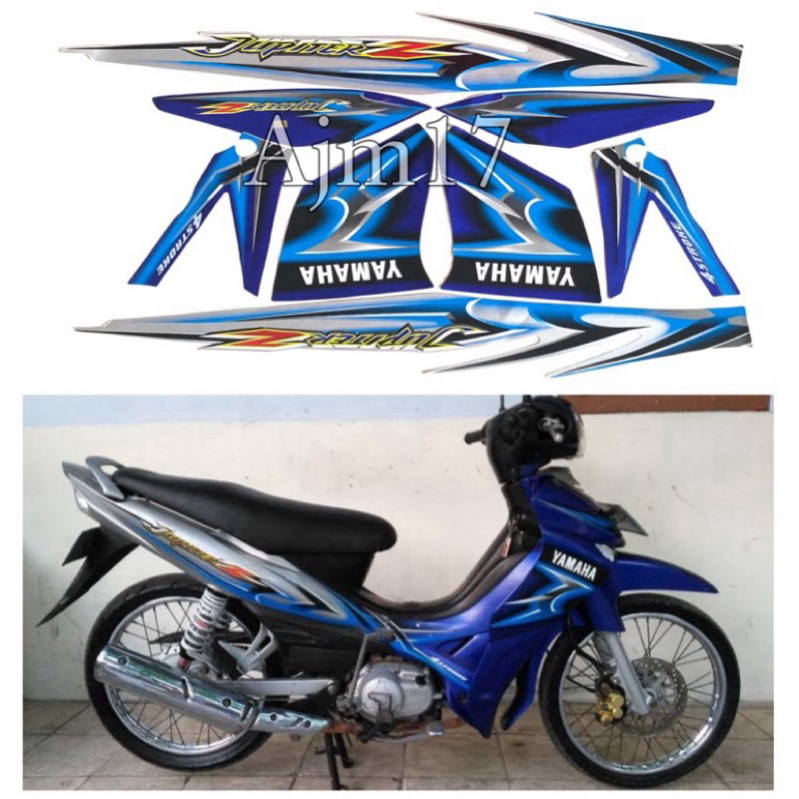 STIKER STRIPING MOTOR JUPITER Z BURHAN 2006 BIRU SILVER