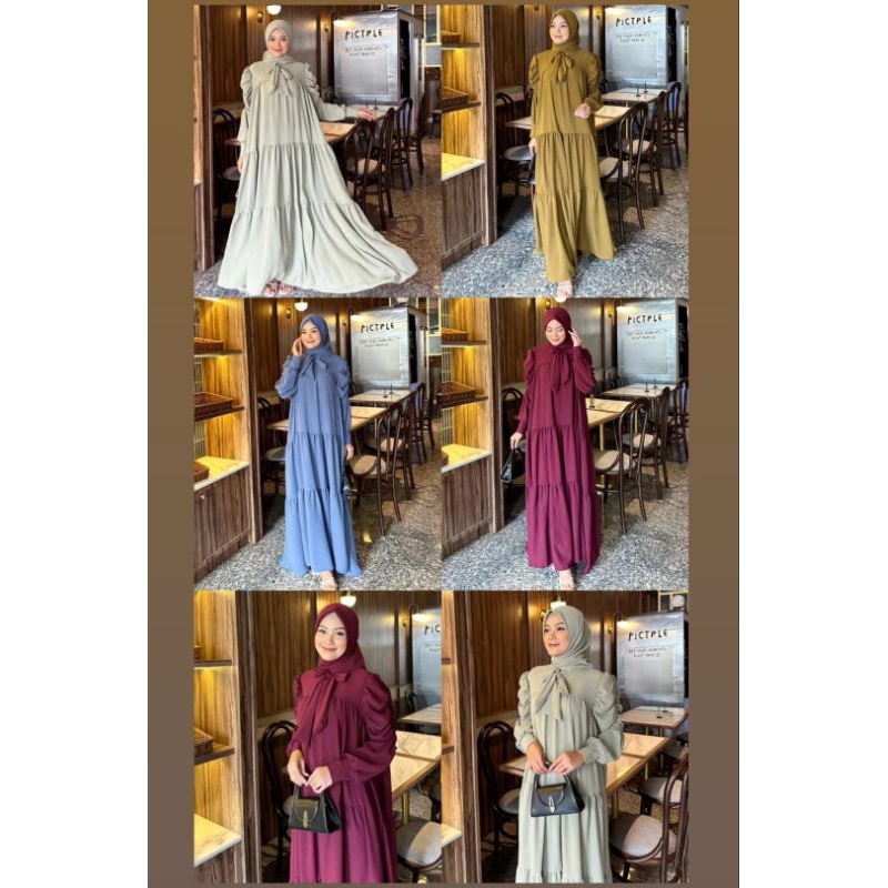 GAMIS SYARI SET HIJAB/DRESS GAMIS SET HIJAB IDUL FITRI 2024
