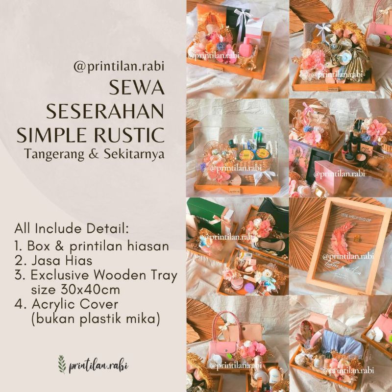 Se Wa Jasa Hias Box Seserahan + Akrilik + Dekorasi Aesthetic Simple Rustic - Tray Hantaran Pernikaha