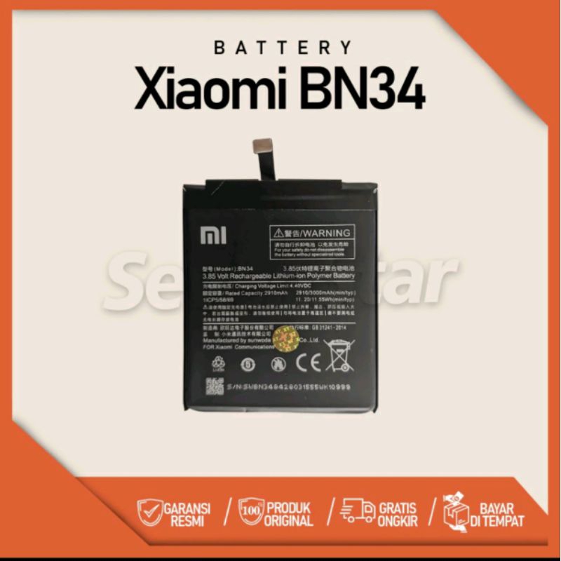batre Xiaomi Redmi 5a baterai Xiaomi Redmi 5a bn34
