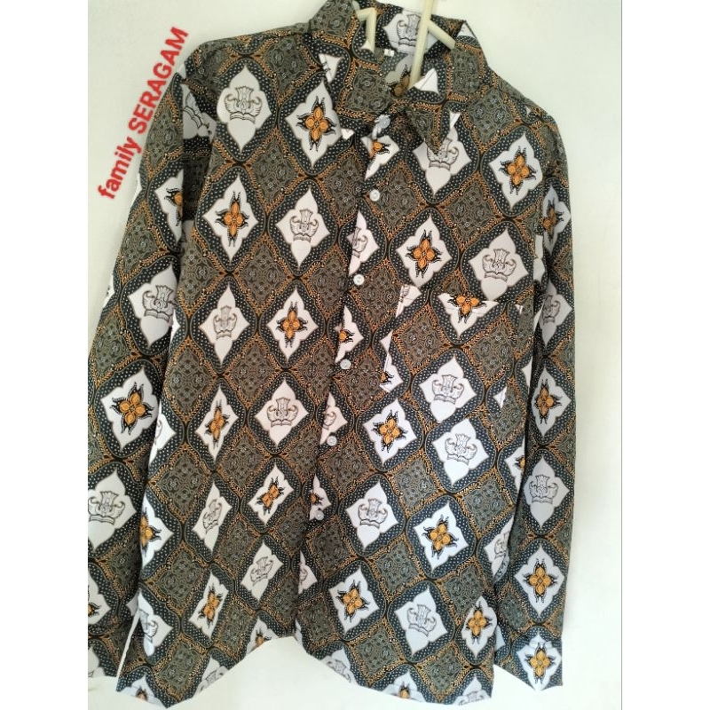 Batik SMA Negeri/Batik SMA Nasional/Seragam Batik Sekolah SMA/Motif Rengganis Abu abu