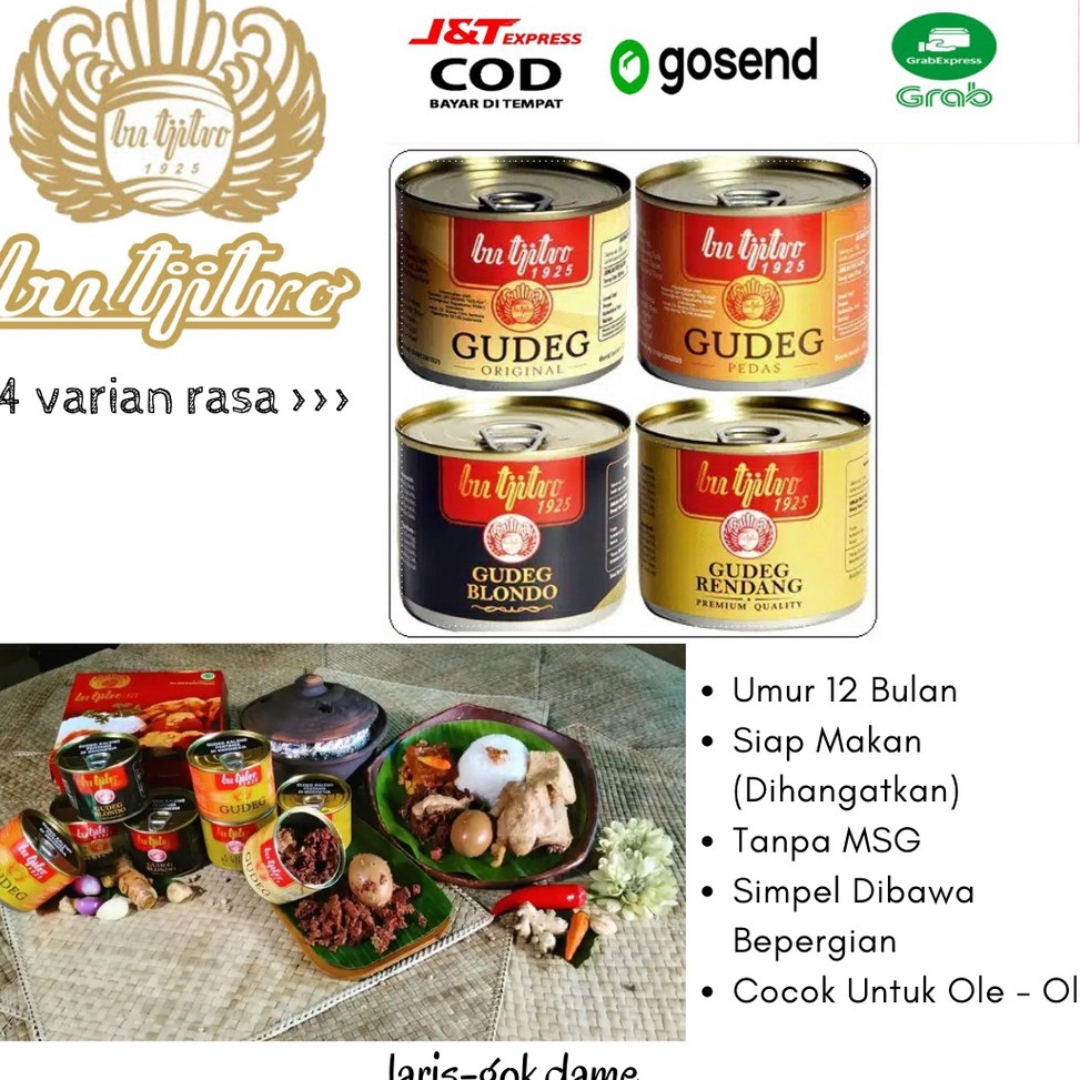 

FREE ONGKIR GUDEG KALENG BU TJITRO OLE OLE KHAS JOGJA