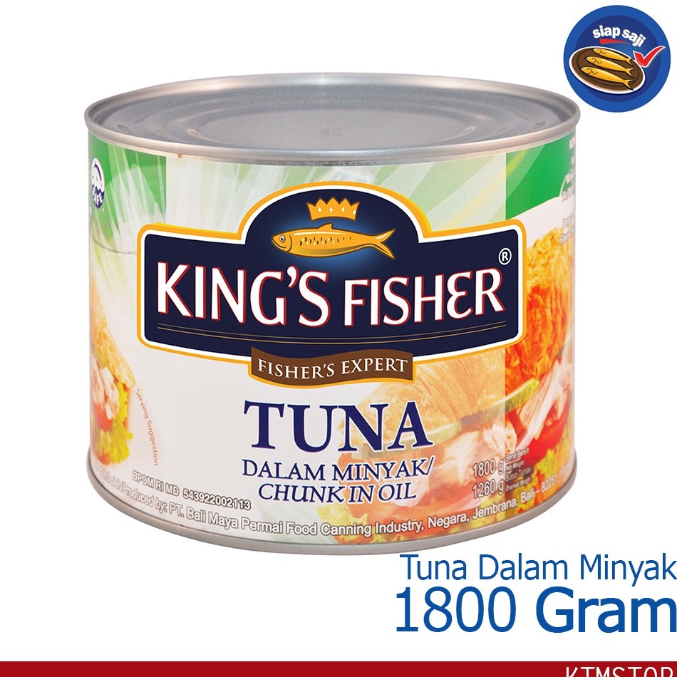 

FREE ONGKIR KtmStore Kings Fisher Tuna Minyak Nabati 18g Tuna in Oil Daging Tuna Makanan Kaleng