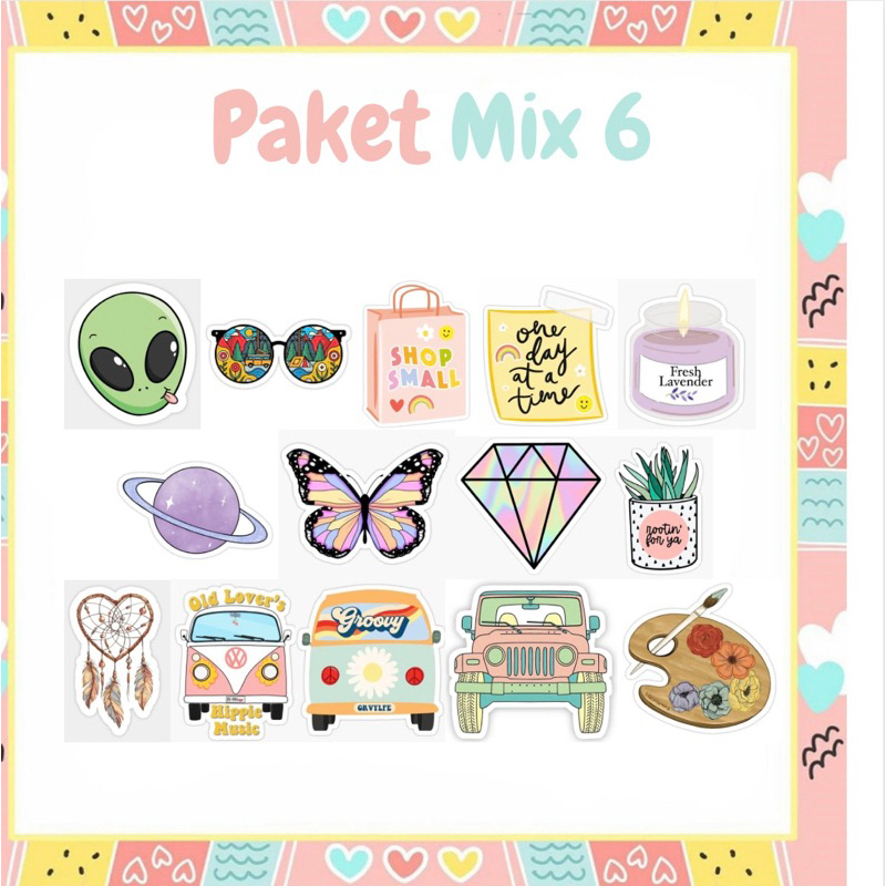 

STARLY-PAKET MIX 6 STIKER MOBIL STIKER LUCU STIKER GEMOY STIKER ALIEN STIKER MOBIL