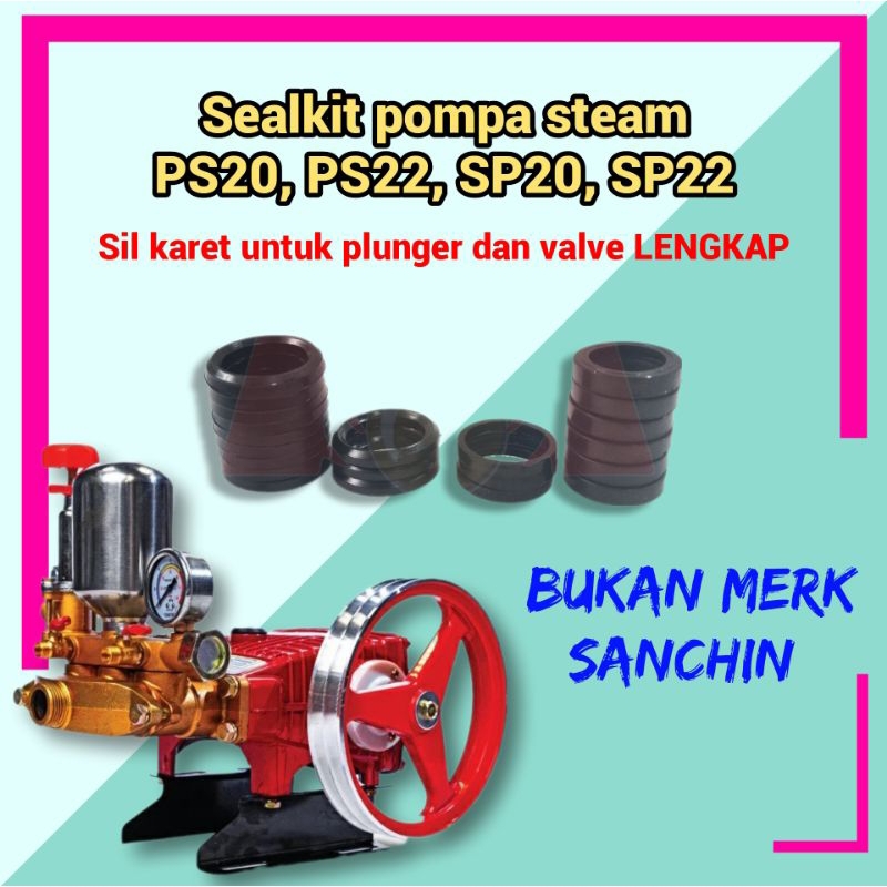 Seal kit pompa stim SP20 SP22 sil karet v-packing plunger piston valep power sprayer SANCHIN RRT cuc