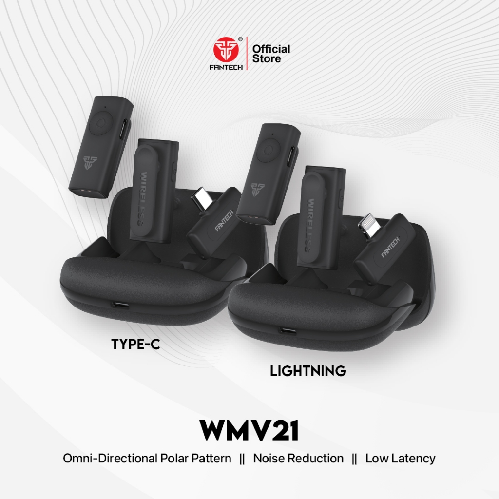 Fantech LEVIOSA AIR Microphone Wireless Lavalier Type C Lightning Dual Mic