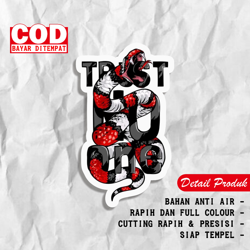 

Stiker Trust NO One Sticker Satuan Tinggal Tempel stiker princutt Stiker Bahan Vinil Tahan Air Waterproof