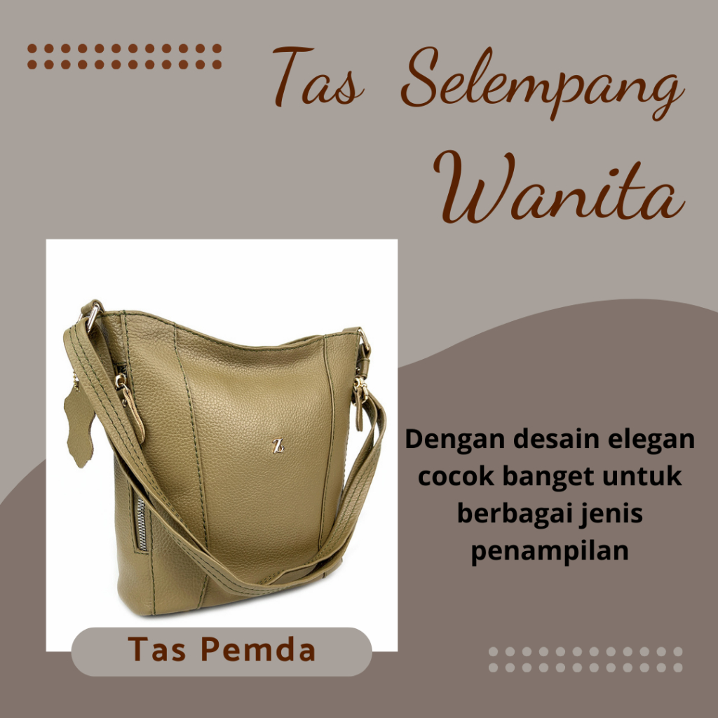 Tas Selempang Wanita Papirut Resleting 2 ZHR Bahan Kulit Sapi Asli 100% Garut