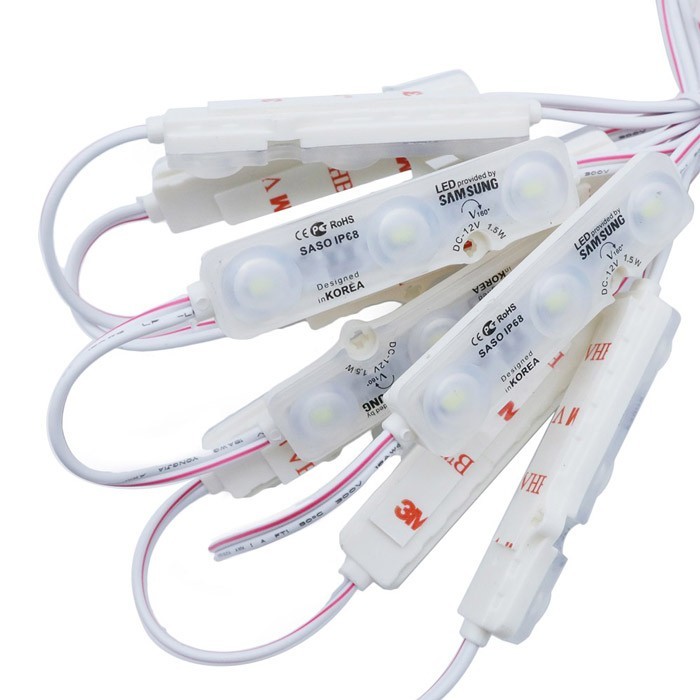 LAMPU LED SAMSUNG 10 PCS 3 MATA MODUL DC 12V 5630 5730 SASO 6618 PUTIH TAPE 3M STRIP 6500K