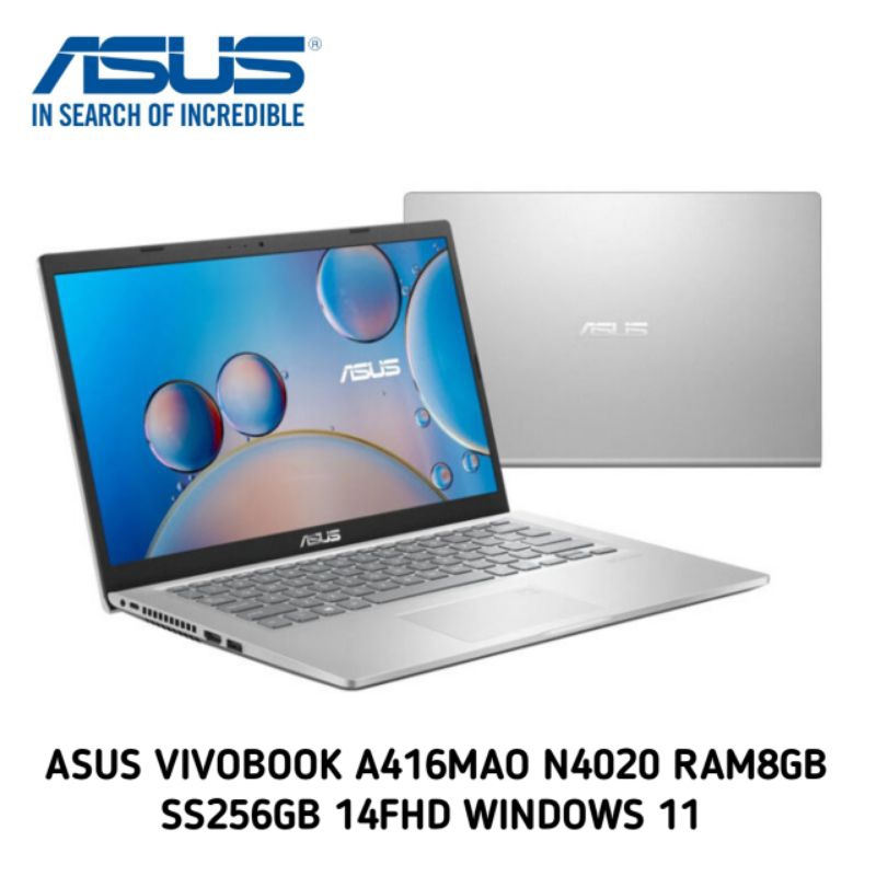 LAPTOP ASUS VIVOBOOK A416MAO N4020 RAM8GB SS256GB 14FHD WINDOWS 11 GARANSI RESMI