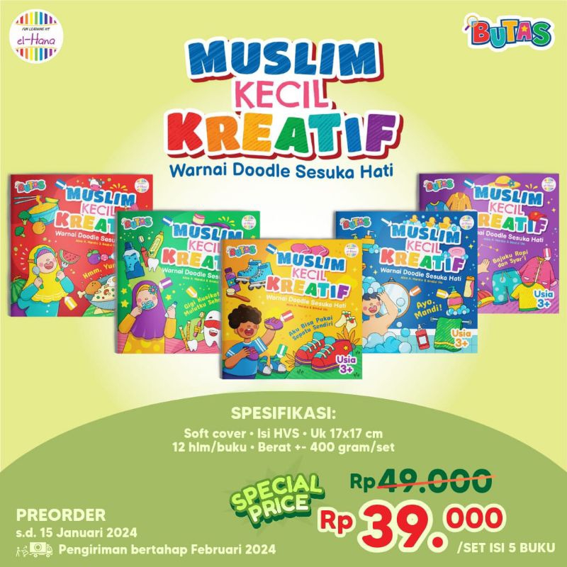 

[READY] Buku Mewarnai Anak : Muslim Kecil Kreatif Warnai Doodle Sesuka Hati (Isi 5 Buku Per Set) by Elhana El-Hana