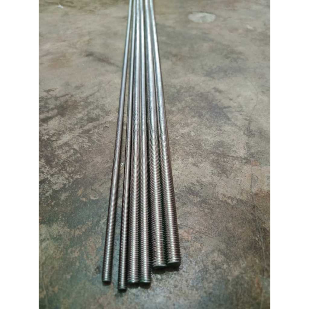 AS DRAT STAINLESS M8 STUD BOLT LONG DRAT M8x1.25 DRAT HALUS/  AS DRAT 1 METER STAINLESS SS304 M8 UNT