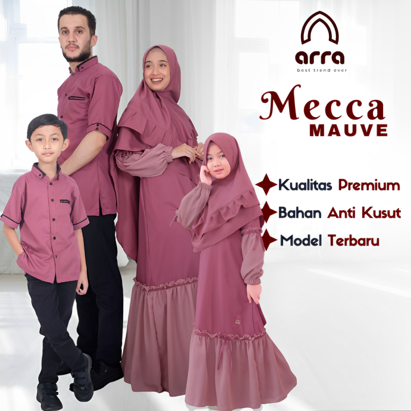 ARRA Baju Sarimbit Keluarga Terbaru Serries Mecca Mauve Baju Couple Ungu Muda Koko Gamis Keluarga Le