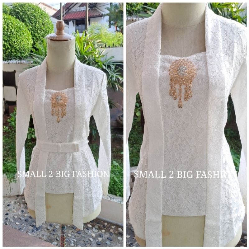 Kebaya kutubaru putih hitam / kebaya brokat putih hitam / kebaya kutu baru brokat /