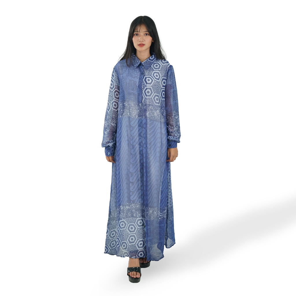 BATIK TRUSMI Outer Panjang Wanita Leni Crinkle Batik Cap Premium