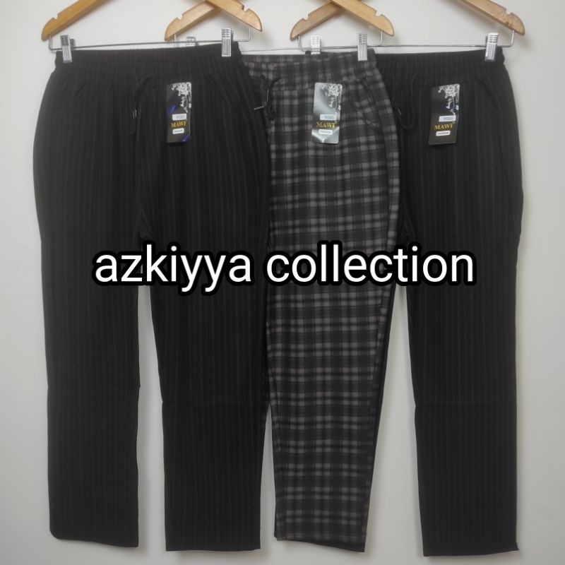 CELANA PANJANG MOTIF Salur dan kotak ( MAWI ) PINGGANG TALI SERUT (all size bisa pakai bb 50-80 kg)