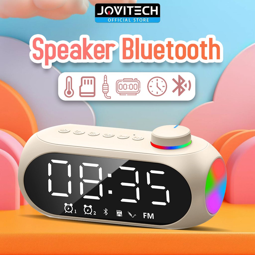 Jovitech Speaker Bluetooth Jam LED Smart Multi-function Alarm Clock Speaker Portable Super Bass -