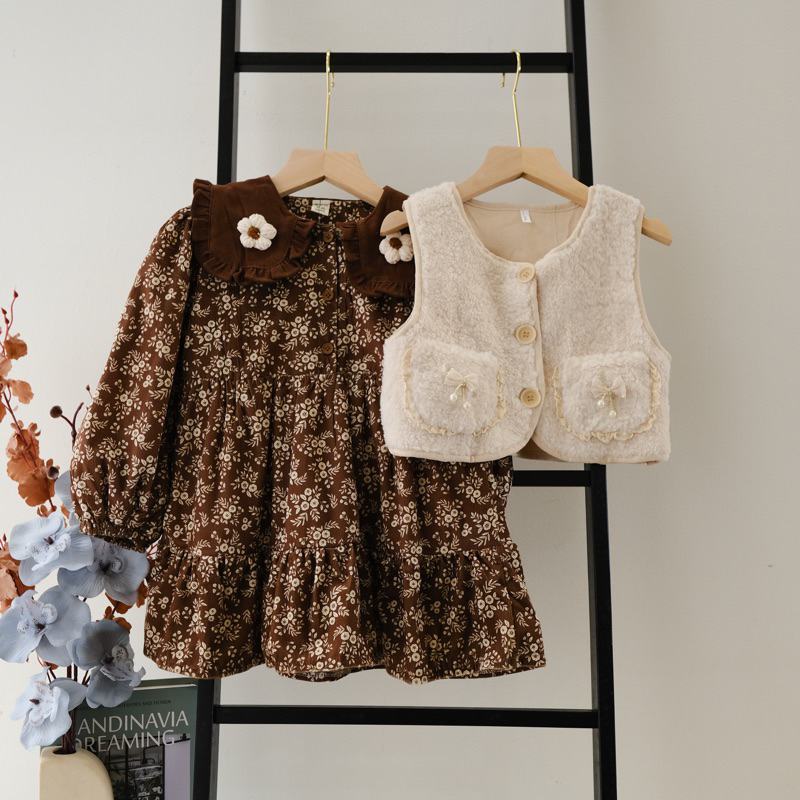 Cheryl Flower Dress 2In1 / Baby Girl / Baju Anak Import / Dress Anak / Gamis Anak / Baju anak peremp