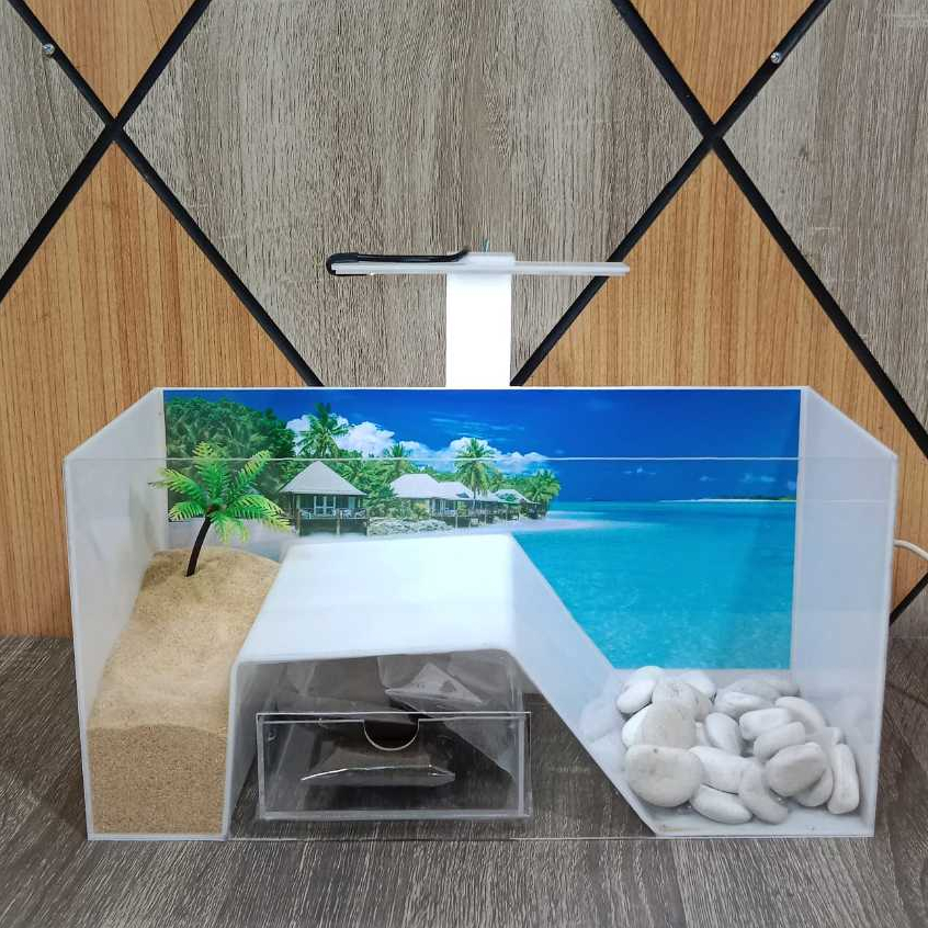 PAKET LENGKAP AKUARIUM KURA-KURA MINI BAHAN AKRILIK BERKUALITAS TERMASUK LAMPU