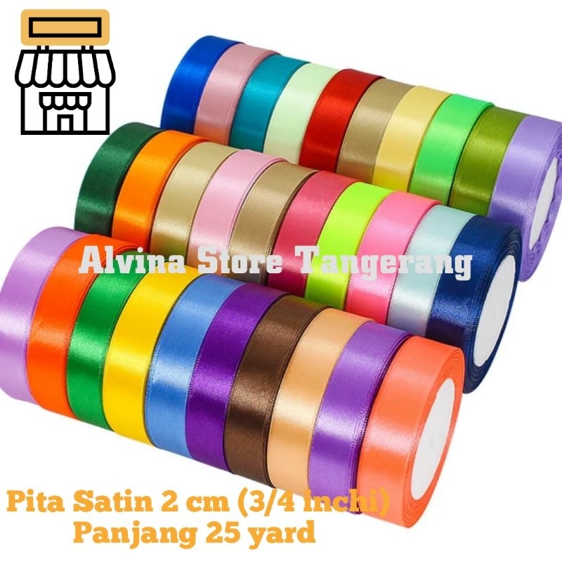 

Pita Satin 2 cm per roll 25 yard / Satin Ribbon 3/4 inchi / Pita Kado Satin Ribbon Murah dan Berkualitas