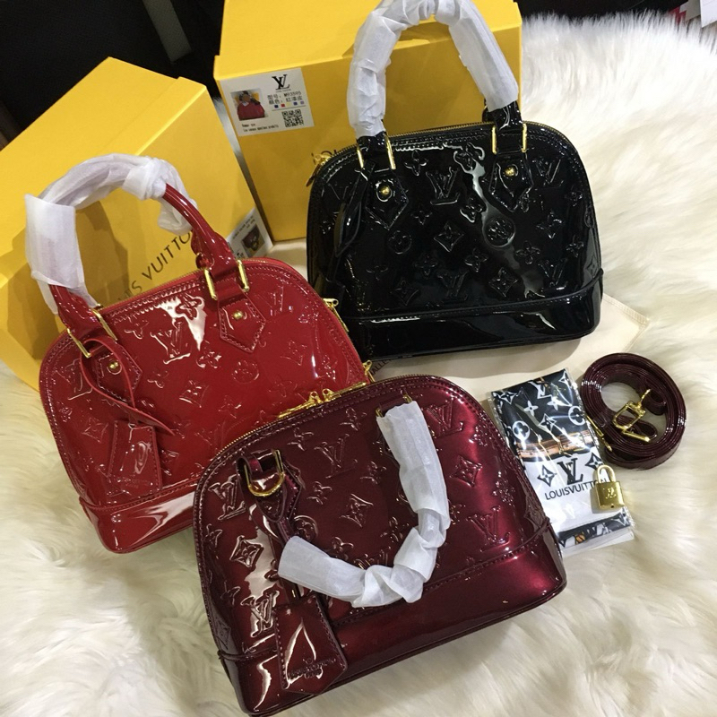 LV Alma BB Monogram Vernis Leather Bag M93595 with Box + Twilly