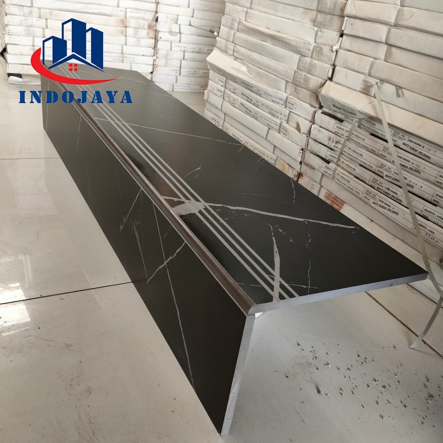 granit tangga motif marmer hitam serat putih 30x80 30x120 custom ukuran list keramik
