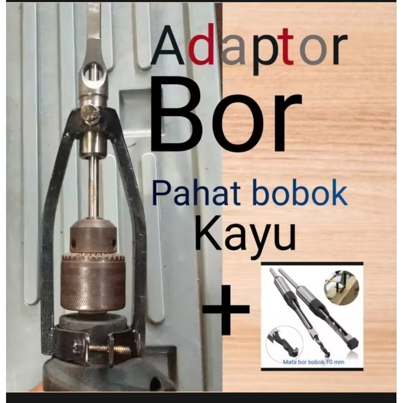 ADAPTOR BOR BOBOK KAYU DUDUKAN BOR BOBOK KAYU + MATA BOR 10 MM
