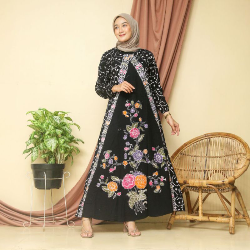 Gamis rayon terbaru resleting depan kain rayon adem daster lengan panjang